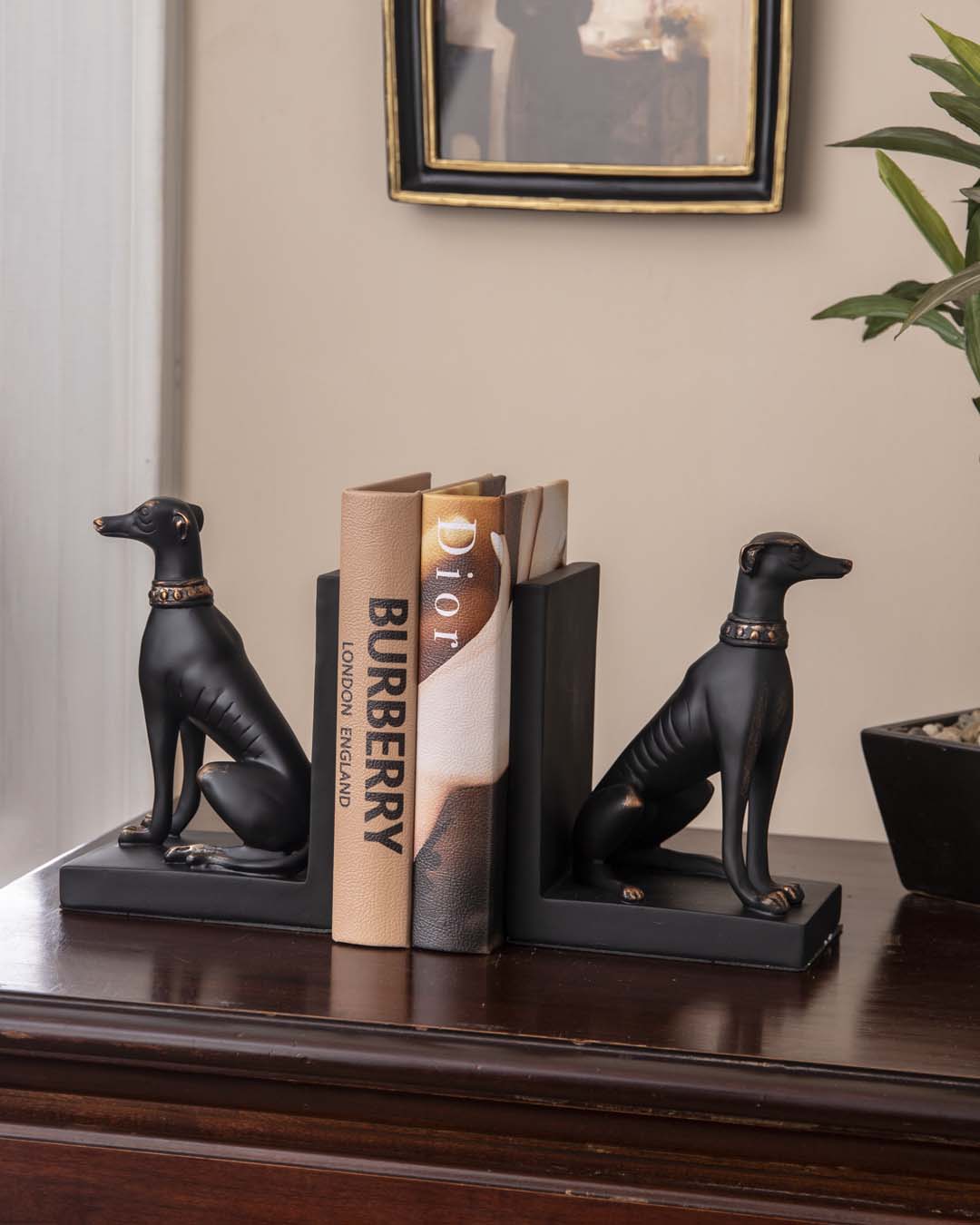 Guard Dog Bookend Set - Black