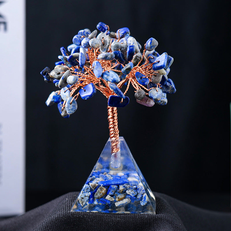 Natural Stone Gravel Pyramid Base Feng Shui Tree