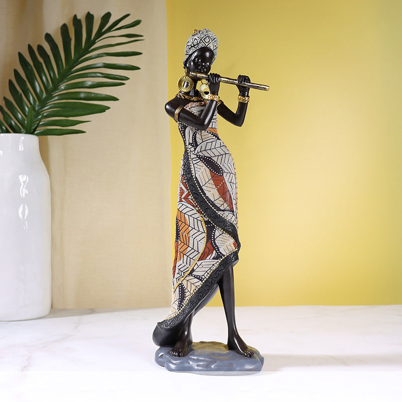 African Female Musician Sculpture