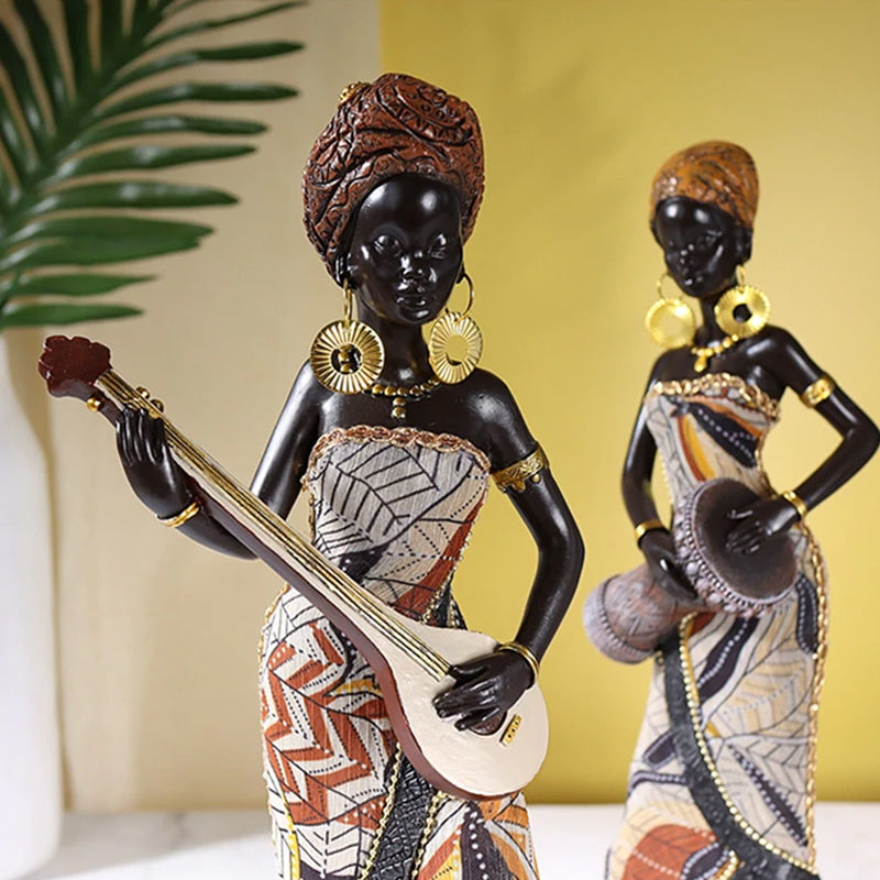 African Female Musician Sculpture