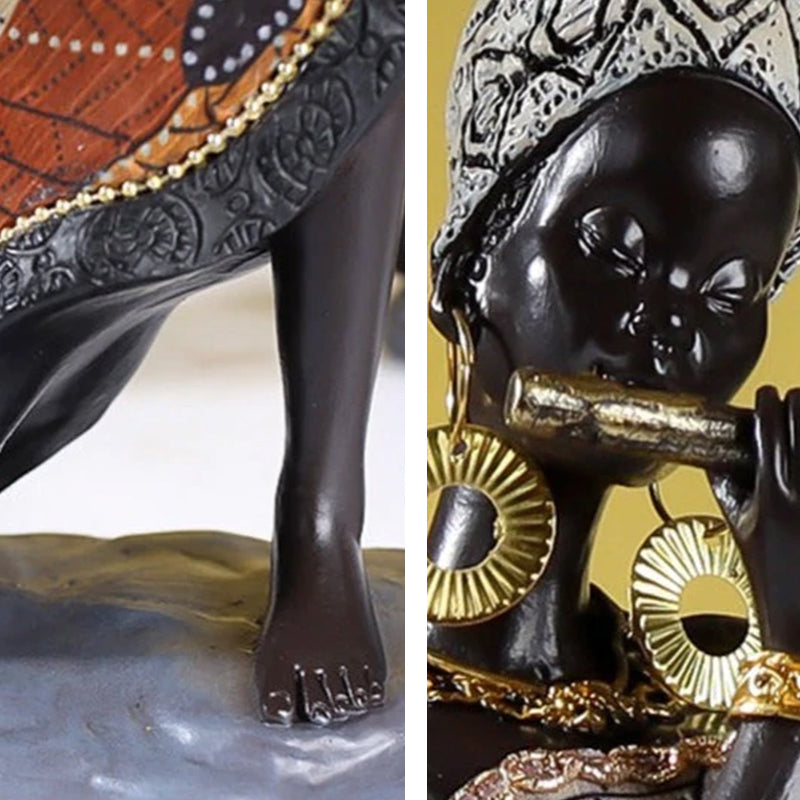 African Female Musician Sculpture