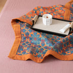 Blue patterned six-layer cotton blanket – TerraLoom comfort blanket