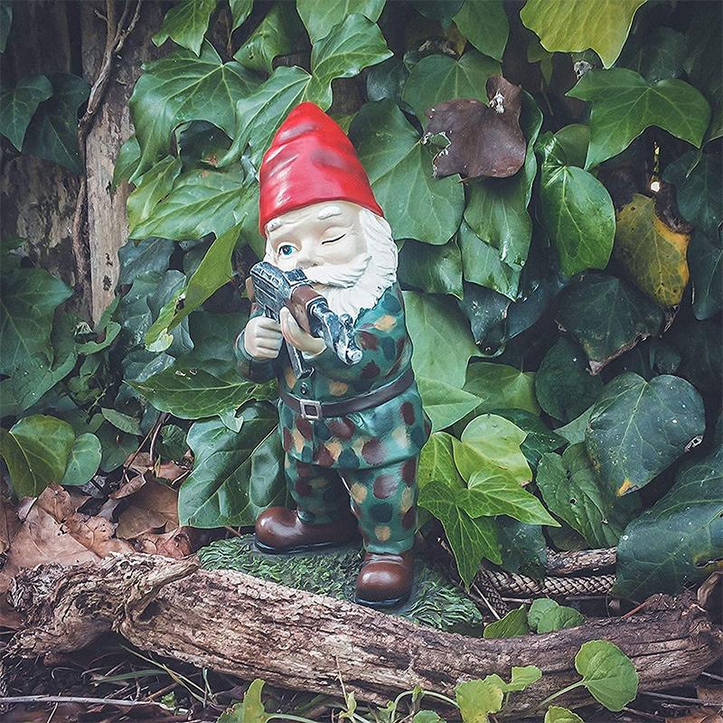 Military Garden Gnome with Camouflage Uniform