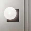 Modern 1 Light Wall Sconce with White Glass Shade Black Ball Wall Mounted Light Fixture