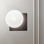 Modern 1 Light Wall Sconce with White Glass Shade Black Ball Wall Mounted Light Fixture
