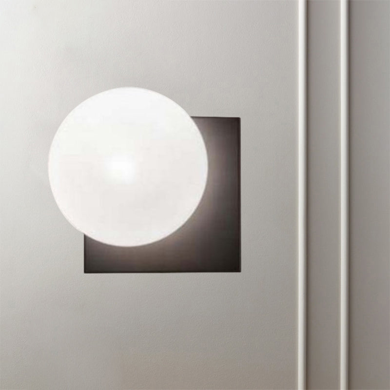 Modern 1 Light Wall Sconce with White Glass Shade Black Ball Wall Mounted Light Fixture