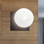 Modern 1 Light Wall Sconce with White Glass Shade Black Ball Wall Mounted Light Fixture