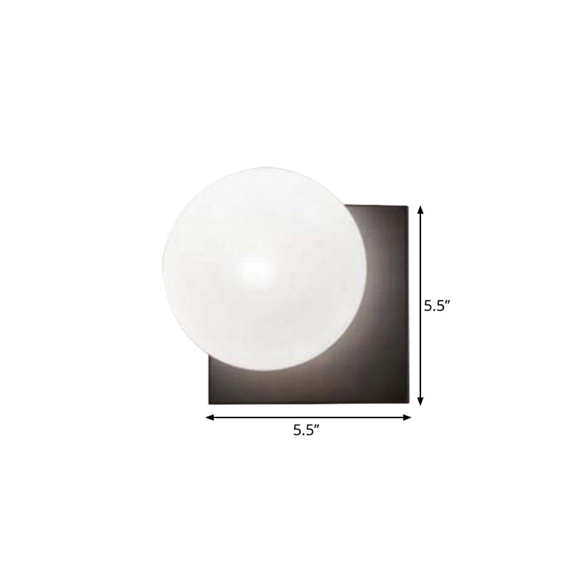 Modern 1 Light Wall Sconce with White Glass Shade Black Ball Wall Mounted Light Fixture