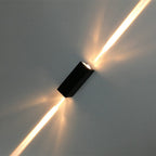 Metallic Rectangular Wall Sconce Light Simple Style 2 Lights Black Finish Wall Lamp in Warm/White Lighting for Hotel