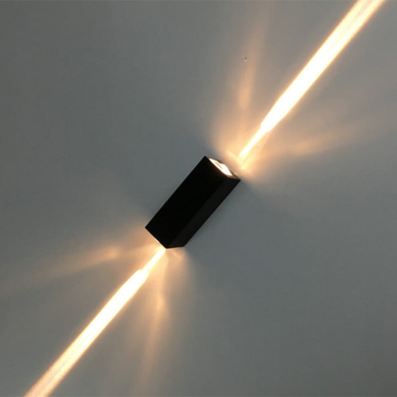 Metallic Rectangular Wall Sconce Light Simple Style 2 Lights Black Finish Wall Lamp in Warm/White Lighting for Hotel