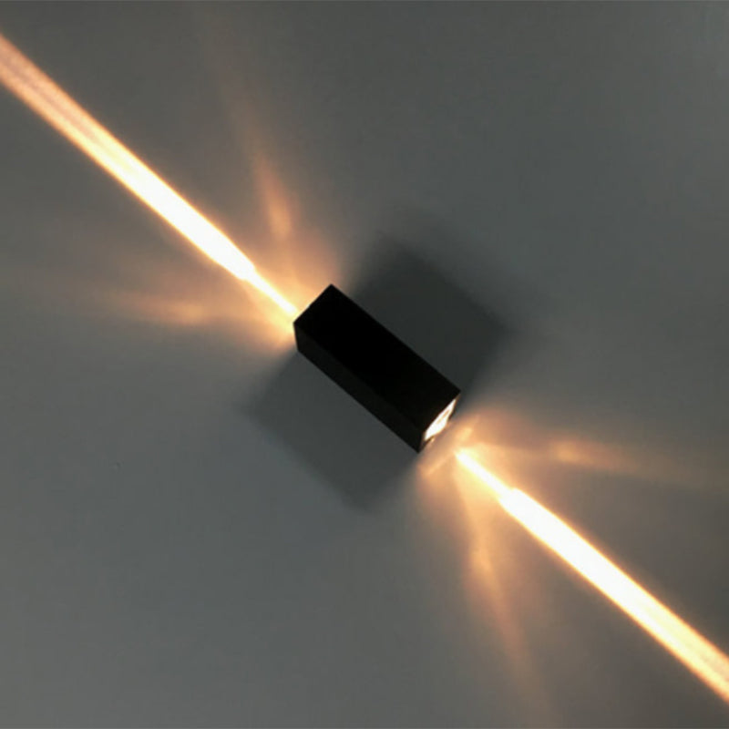 Metallic Rectangular Wall Sconce Light Simple Style 2 Lights Black Finish Wall Lamp in Warm/White Lighting for Hotel