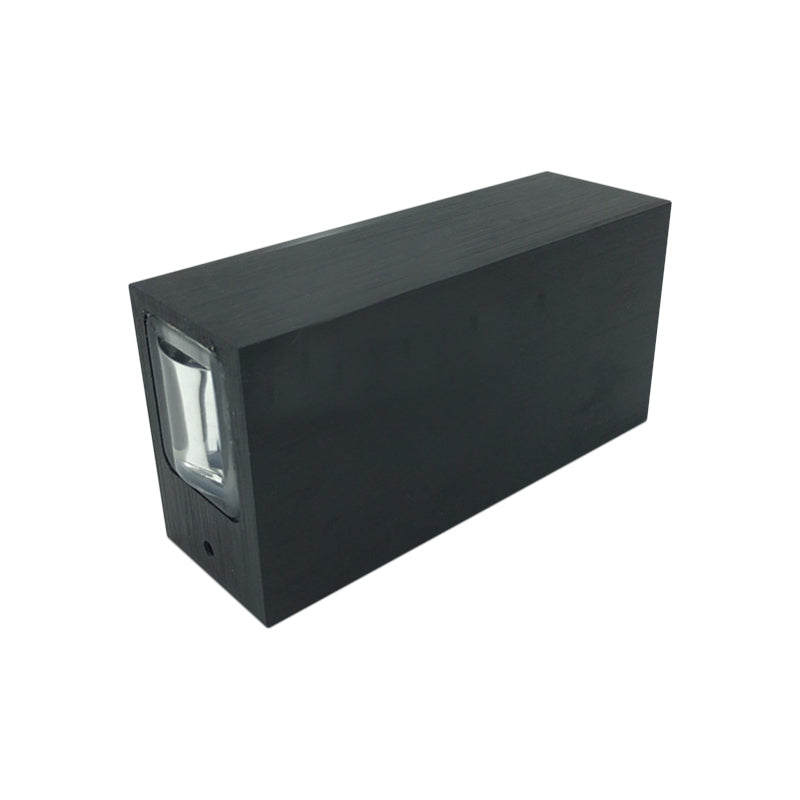 Metallic Rectangular Wall Sconce Light Simple Style 2 Lights Black Finish Wall Lamp in Warm/White Lighting for Hotel