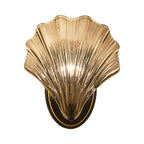 Single Scalloped Shell Wall Lamp Country Style Black/Gold Ribbed Glass Sconce Lighting Fixture