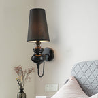 Tapered Wall Sconce Lighting Contemporary Fabric White/Black/Silver LED Sconce Light, 6"/8"/10" Dia
