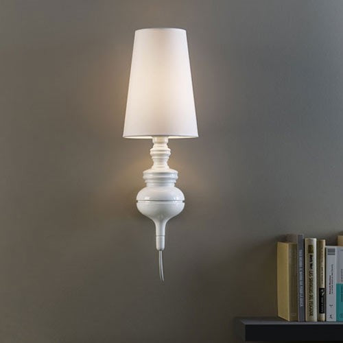 Tapered Wall Sconce Lighting Contemporary Fabric White/Black/Silver LED Sconce Light, 6"/8"/10" Dia