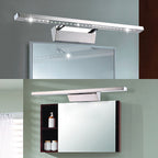 Vinantica | Rectangular Interior Mirror Light Stainless Steel 16"/19.5" W LED Modern Wall-Mounted Light in Chrome, Warm/White Lighting