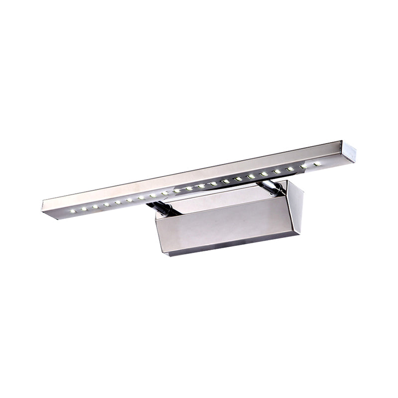 Vinantica | Rectangular Interior Mirror Light Stainless Steel 16"/19.5" W LED Modern Wall-Mounted Light in Chrome, Warm/White Lighting