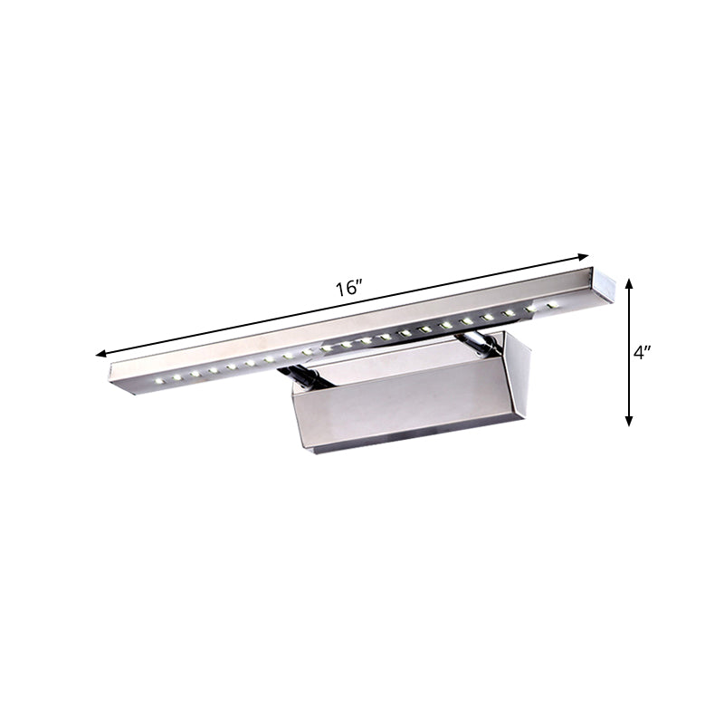 Vinantica | Rectangular Interior Mirror Light Stainless Steel 16"/19.5" W LED Modern Wall-Mounted Light in Chrome, Warm/White Lighting