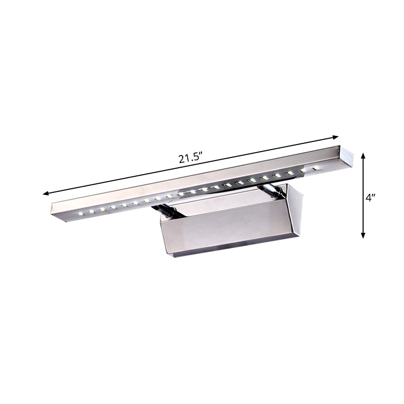 Vinantica | Rectangular Interior Mirror Light Stainless Steel 16"/19.5" W LED Modern Wall-Mounted Light in Chrome, Warm/White Lighting