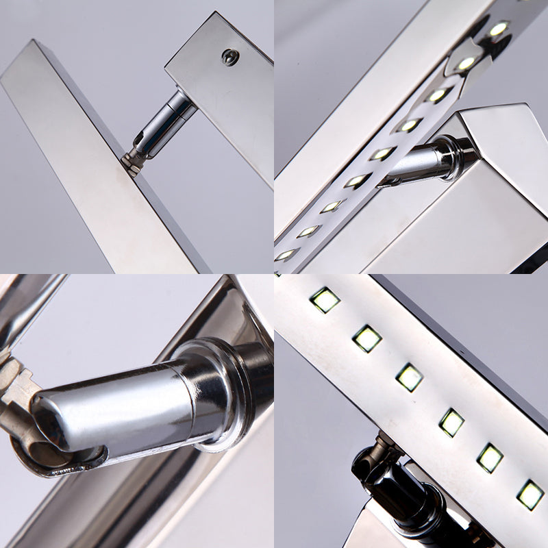 Vinantica | Rectangular Interior Mirror Light Stainless Steel 16"/19.5" W LED Modern Wall-Mounted Light in Chrome, Warm/White Lighting