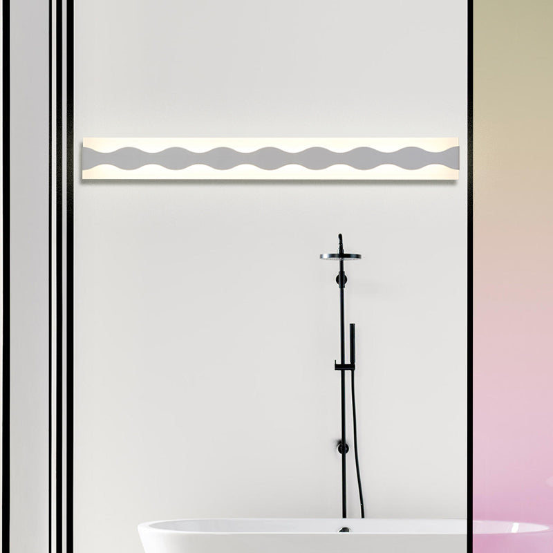 Vinantica | 16"/19.5" Width LED Bathroom Mirror Lighting with Wave Acrylic Shade White Wall Sconce in Warm/White Light