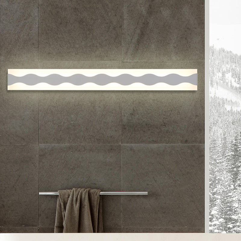Vinantica | 16"/19.5" Width LED Bathroom Mirror Lighting with Wave Acrylic Shade White Wall Sconce in Warm/White Light