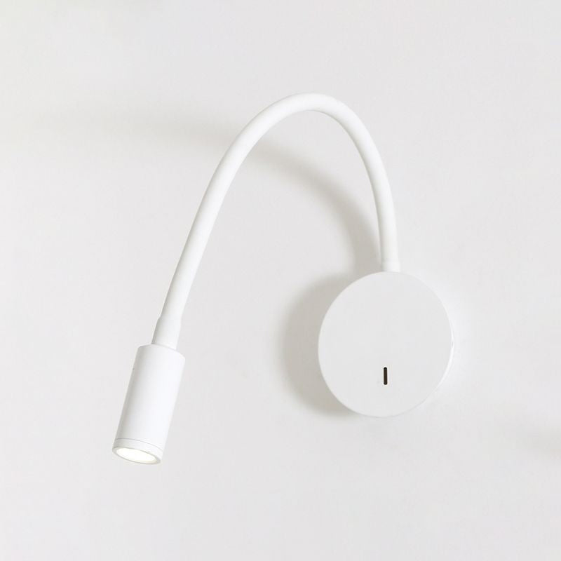 Adjustable Cylinder Reading Wall Light Contemporary Silicone and Metal LED Black/White Sconce Lamp
