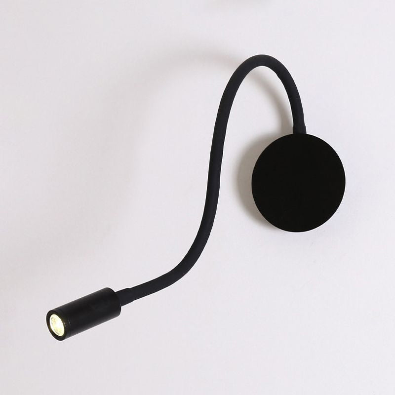 Adjustable Cylinder Reading Wall Light Contemporary Silicone and Metal LED Black/White Sconce Lamp