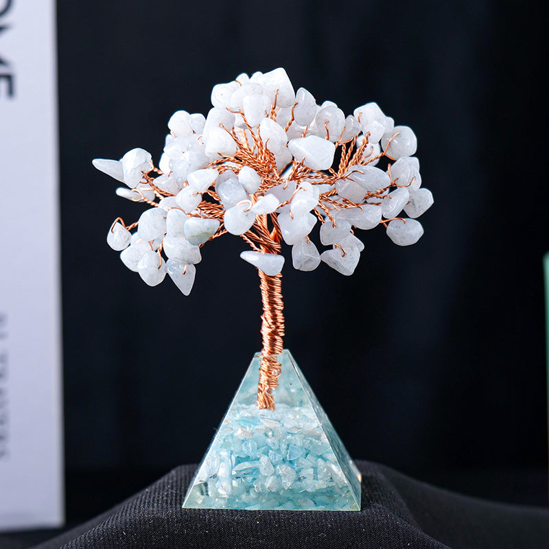 Natural Stone Gravel Pyramid Base Feng Shui Tree