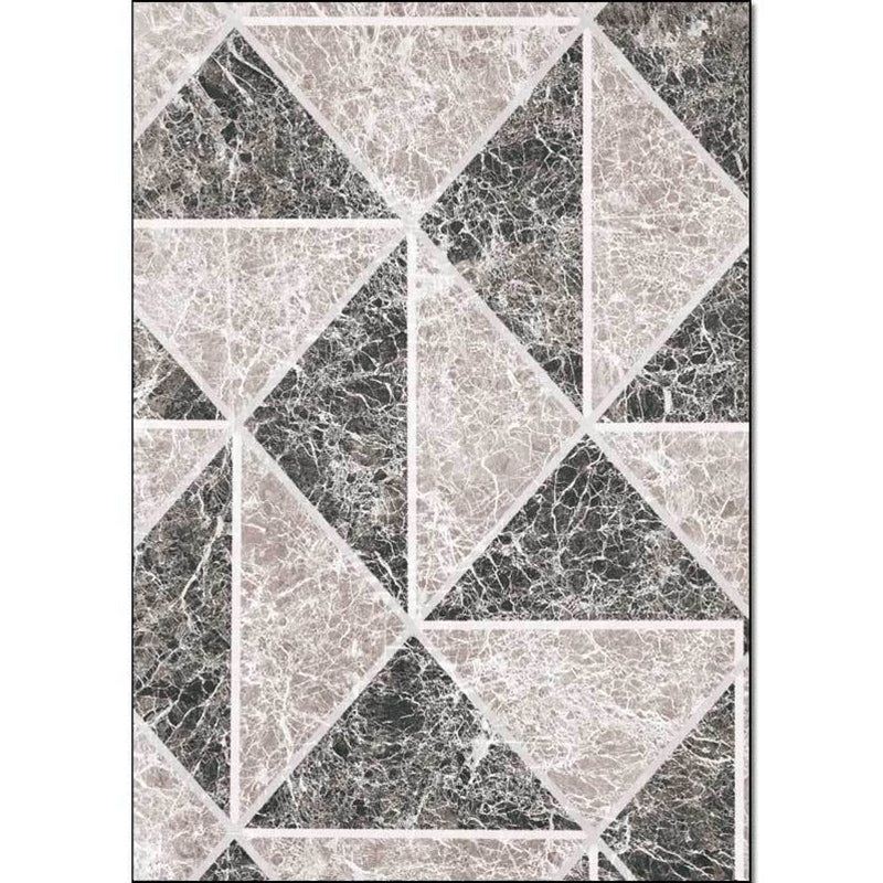 Gray novelty rug polyester geometric pattern rug washable non-slip back rug for living room