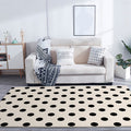 Modern living room rug in ivory polka dot pattern rug polyester machine washable pet-friendly area rug