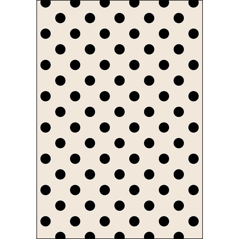Modern living room rug in ivory polka dot pattern rug polyester machine washable pet-friendly area rug