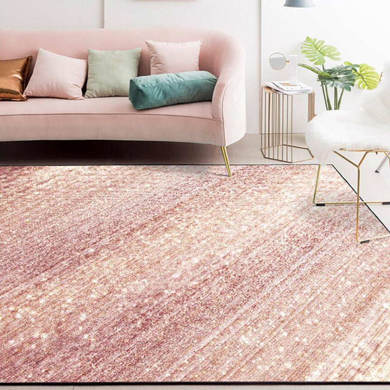 Modern living room rug in pink glamour stripe print rug polyester non-slip machine washable rug