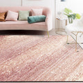Modern living room rug in pink glamour stripe print rug polyester non-slip machine washable rug