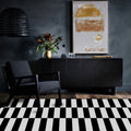 Contemporary Checkered Pattern Rug Black and White Polyester Rug Machine Washable Non-Slip Area Rug for the Bedroom