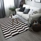 Contemporary Checkered Pattern Rug Black and White Polyester Rug Machine Washable Non-Slip Area Rug for the Bedroom