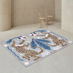 Stylish animal pattern rug gray and blue Nordic rug polyester washable non-slip back rug for the living room