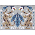 Stylish animal pattern rug gray and blue Nordic rug polyester washable non-slip back rug for the living room