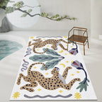 Stylish animal pattern rug gray and blue Nordic rug polyester washable non-slip back rug for the living room