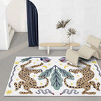 Stylish animal pattern rug gray and blue Nordic rug polyester washable non-slip back rug for the living room