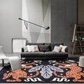 Stylish animal pattern rug gray and blue Nordic rug polyester washable non-slip back rug for the living room