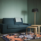 Stylish animal pattern rug gray and blue Nordic rug polyester washable non-slip back rug for the living room