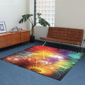 Modern Living Room Rug Colorful Space Sun Constellation Print Rug Polyester Washable Rug
