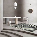 Contemporary Zebra Stripe Rug Black and White Polyester Rug Machine Washable Non-Slip Rug for the Bedroom