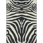 Contemporary Zebra Stripe Rug Black and White Polyester Rug Machine Washable Non-Slip Rug for the Bedroom