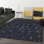 Blue Bedroom Rug Modern Space Star Pattern Area Rug Polyester Machine Washable Rug