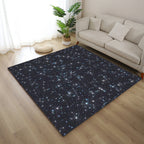 Blue Bedroom Rug Modern Space Star Pattern Area Rug Polyester Machine Washable Rug