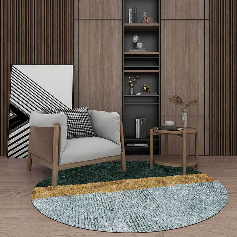 Green and gold novelty rug Polyester color block rug washable non-slip backing rug for living room