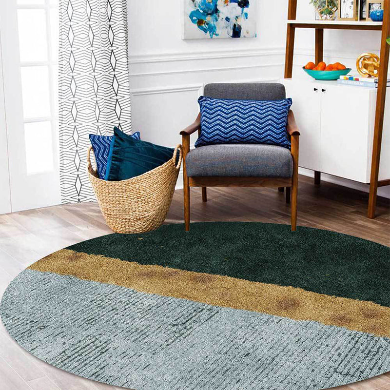 Green and gold novelty rug Polyester color block rug washable non-slip backing rug for living room
