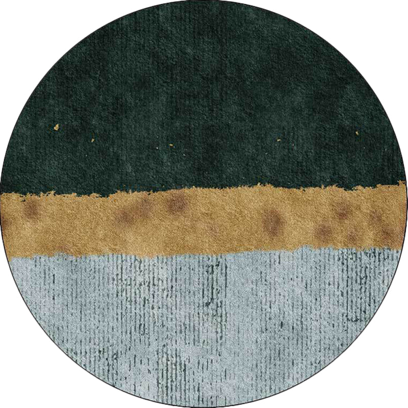 Green and gold novelty rug Polyester color block rug washable non-slip backing rug for living room